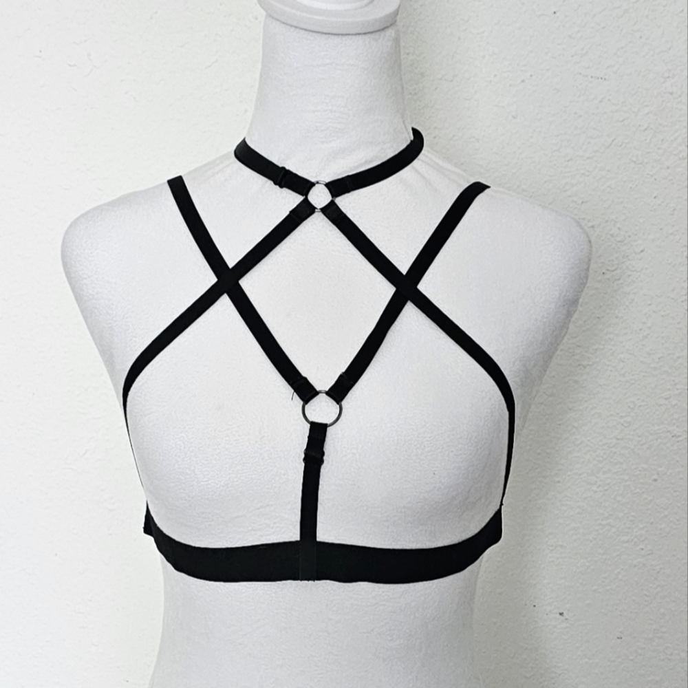 Black Strappy Harness Bralette Size Small